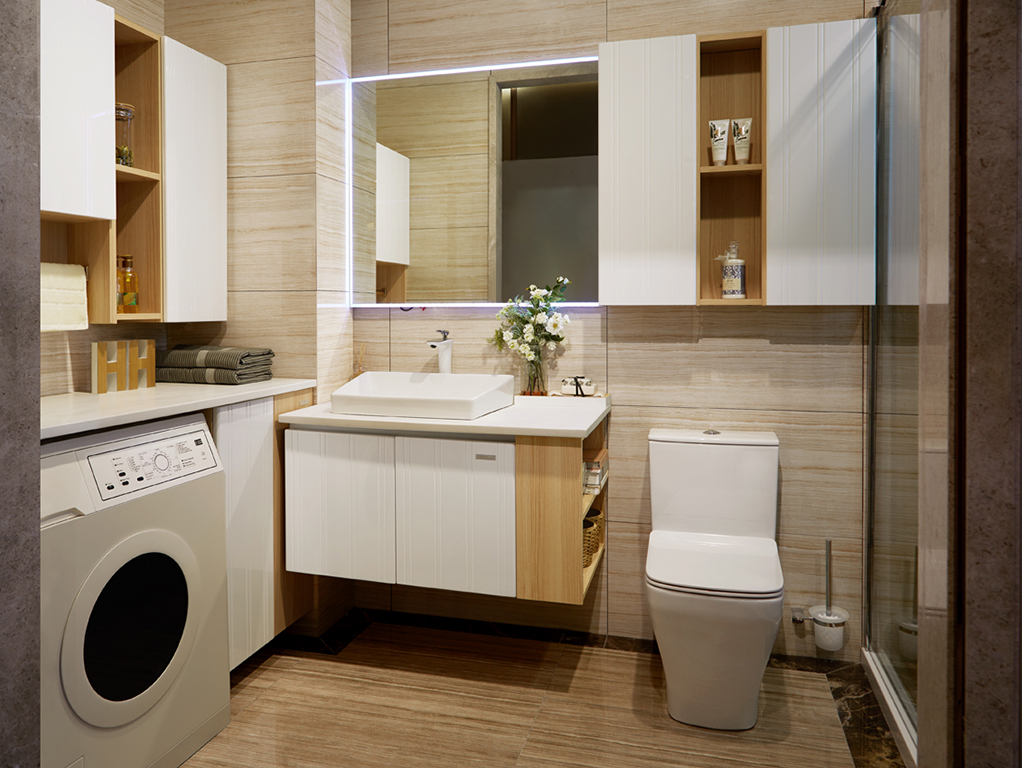 全鋁浴室柜-02（風格：現代；顏色：楓木暖白）