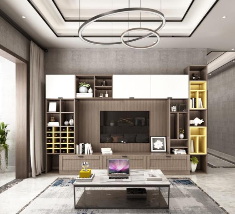 全鋁電視柜-01（風格：現(xiàn)代；顏色：胡桃木暖白）